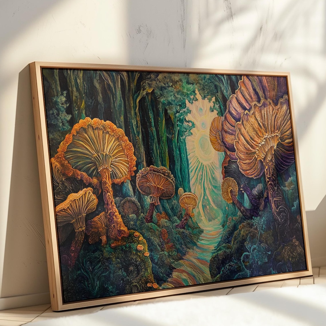 Enchanted Mushroom Forest Art Print, Mystical Fungi