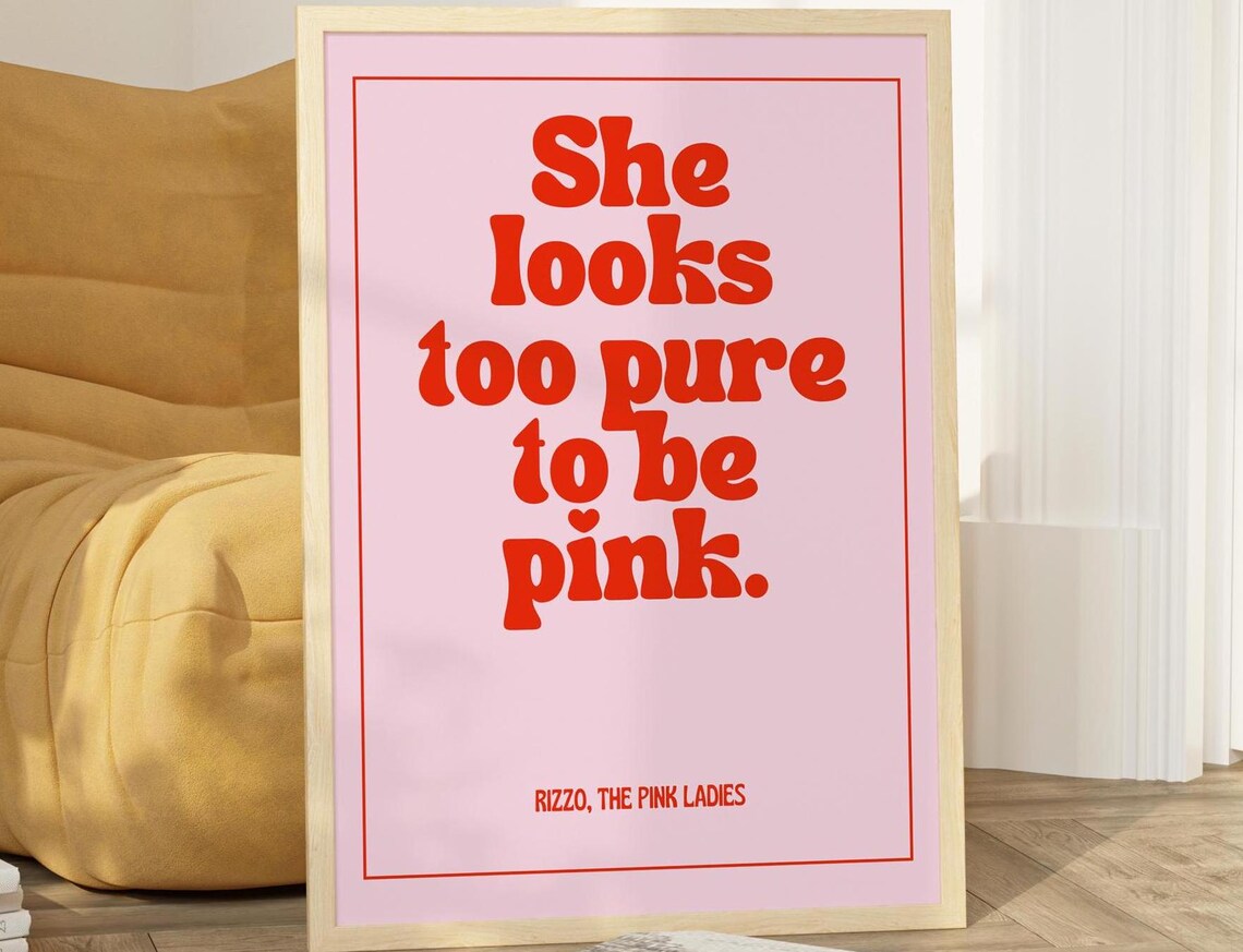 Too Pure To Be Pink, 90s Typography Print