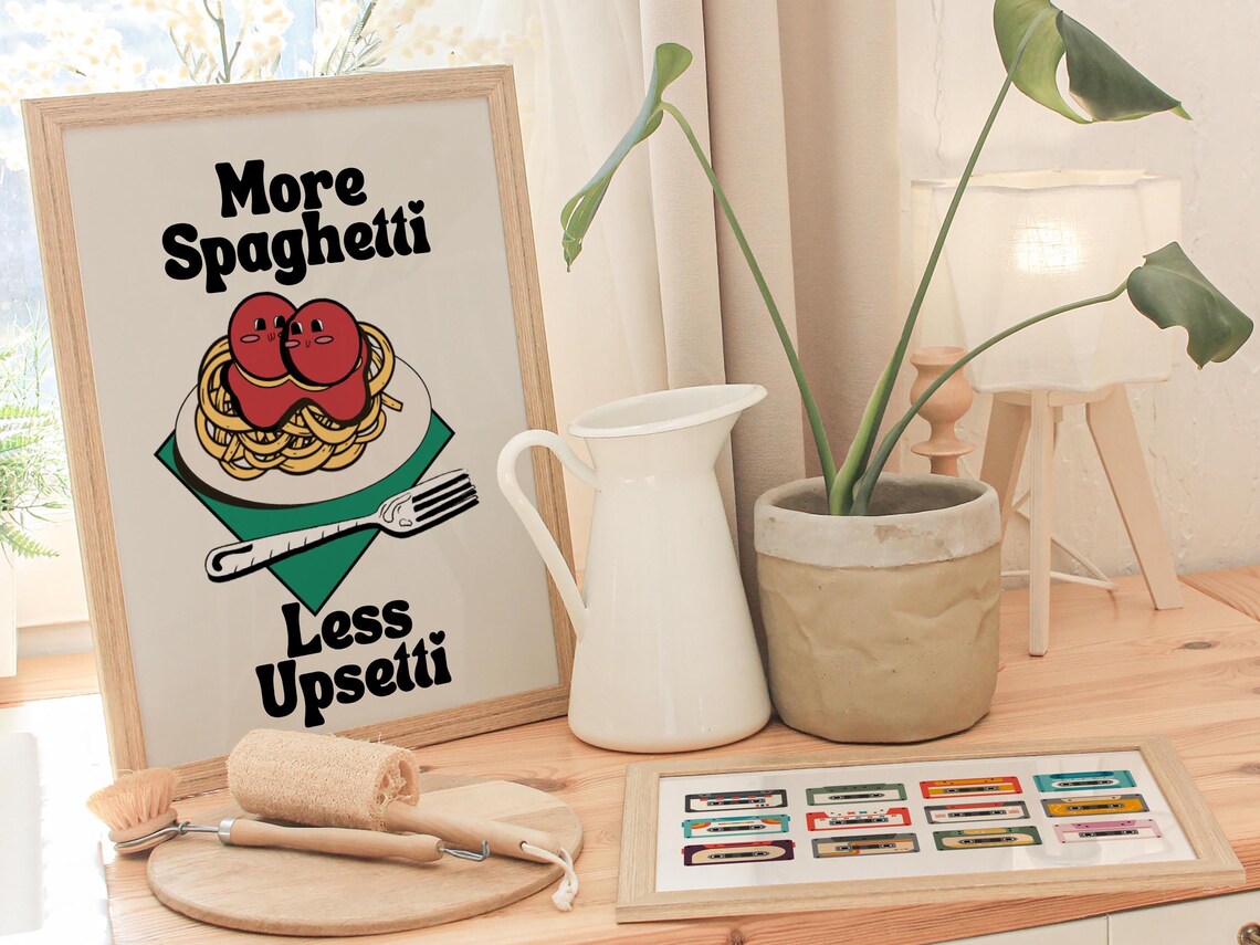 More Spaghetti Less Regretti, Retro Kitchen Art Print - Image 2