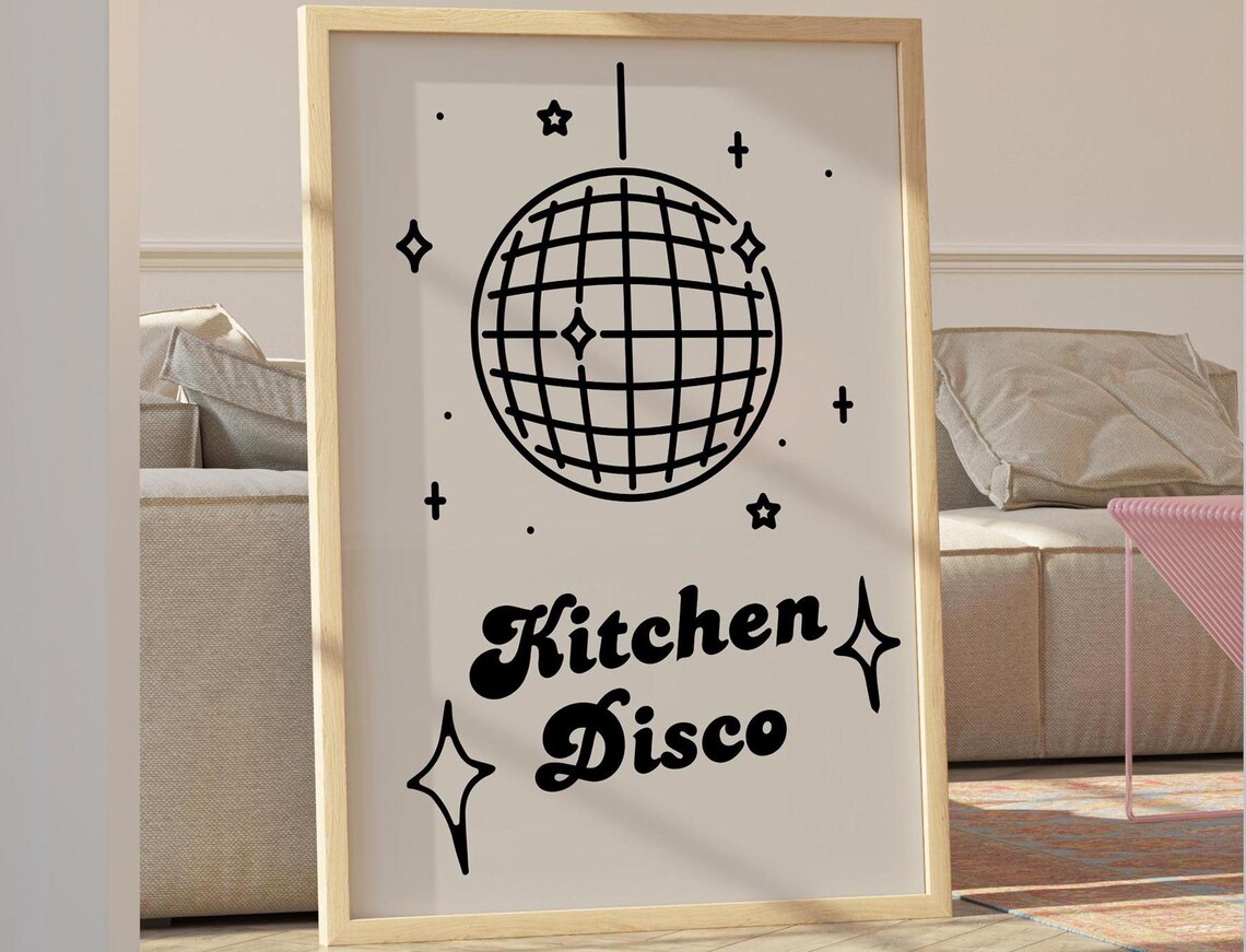 Kitchen Disco Poster, Mid-Century Dance Gift