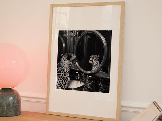 Cheetah Animal Black And White Preppy Wall Art Dorm Room Decor Prints Trendy Maximalist Dopamine