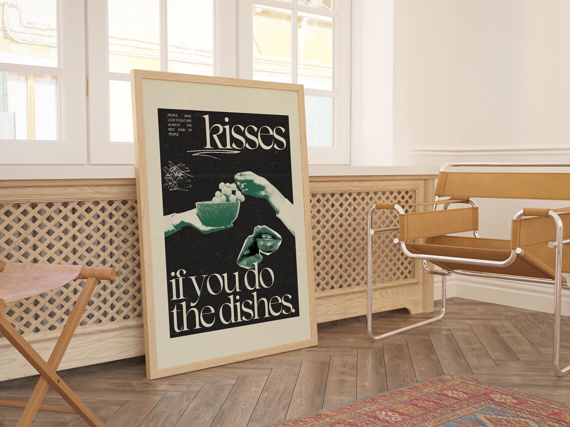 Cute Retro Kitchen Wall Art, I'll Give You Kisses - Image 2