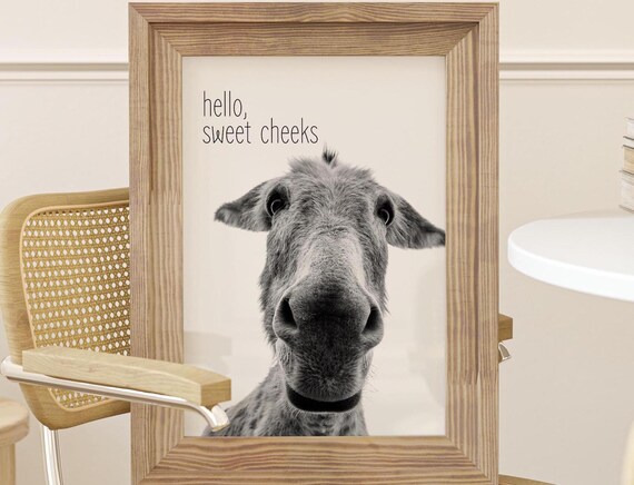 Donkey A Little Awkward Funny Bathroom Wall Art Animal Humor Farmhouse Toilet Decor Cute Apartment Dorm Poster