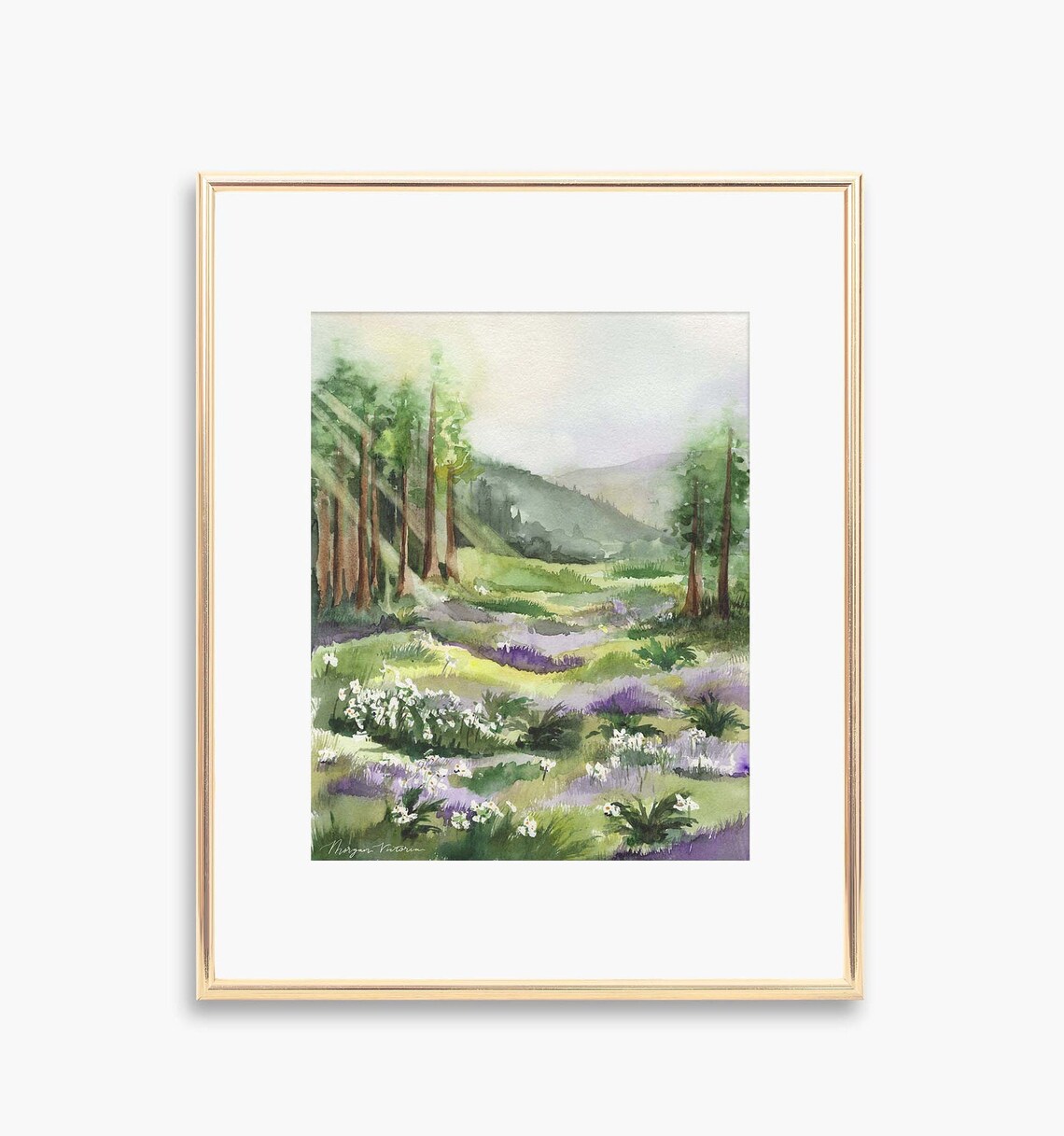 Lilac Redwood Forest Watercolor Art Print