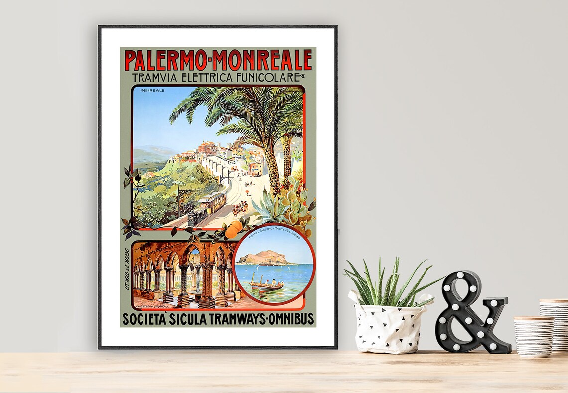 Monreale Palermo Italy Vintage Travel Poster