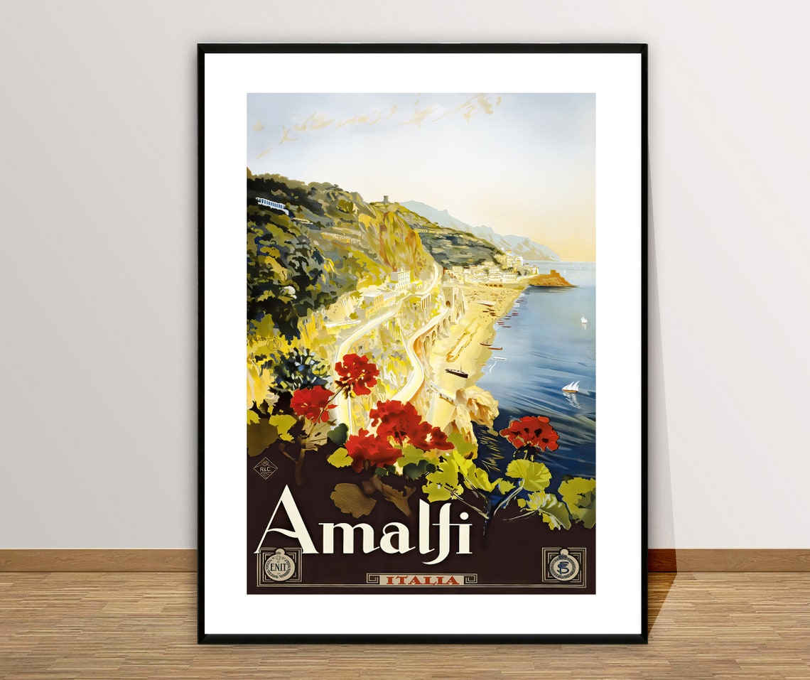 Amalfi Italia Vintage Italian Coast Travel Poster Seaside Cliffs - Image 2