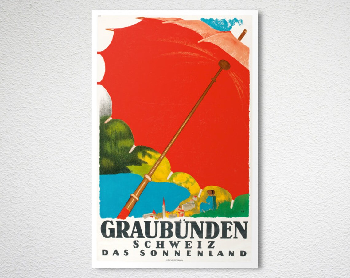 Graubünden Schweiz Das Sonnenland Vintage Swiss Travel Poster - Image 2