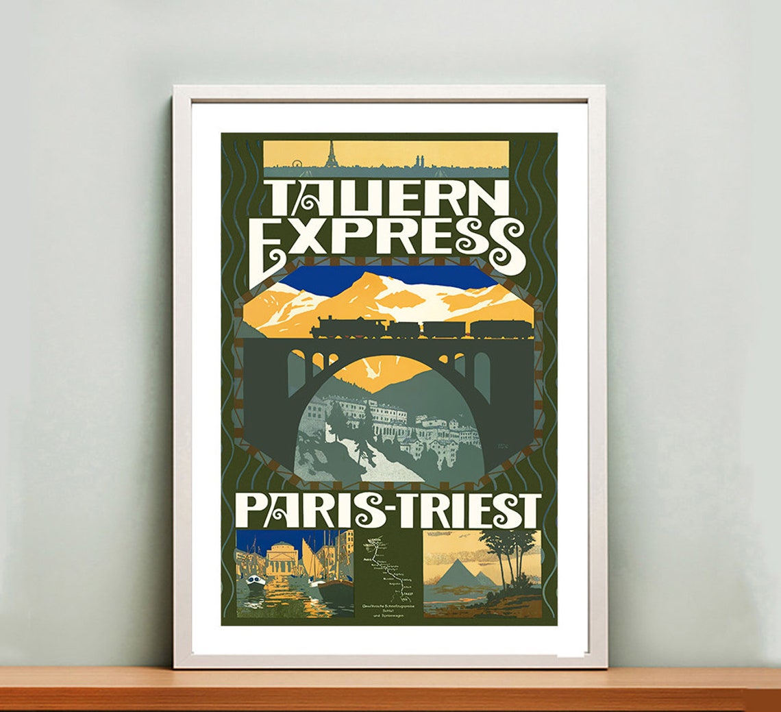 Tauern Express Paris Trieste Vintage Alpine Railway Travel Poster - Image 2