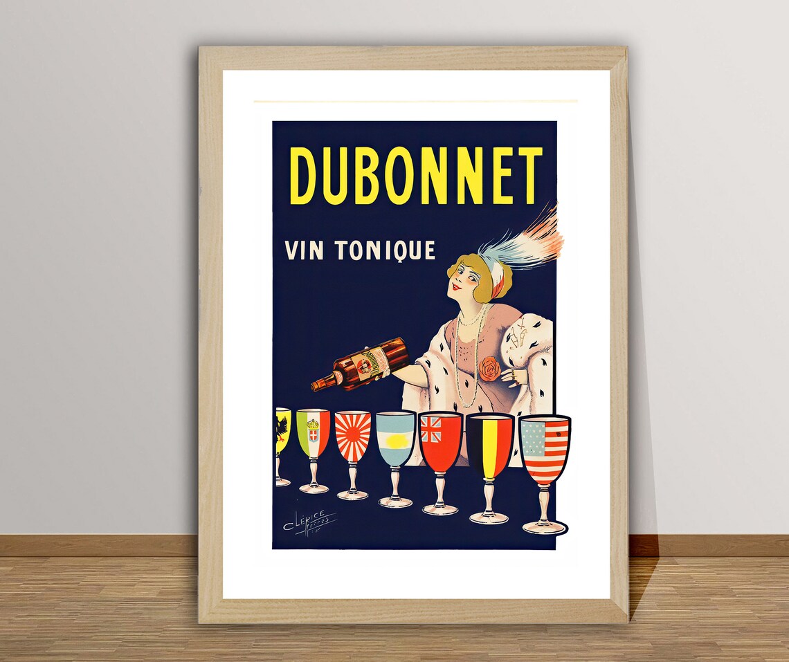 Dubonnet Vin Tonique Flag Glasses Elegant Pour Art Deco Drink Poster - Image 2