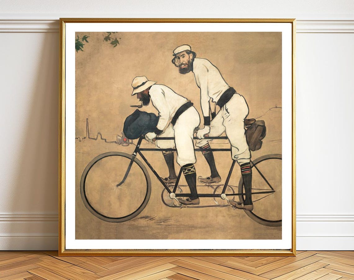 Ramon Casas and Pere Romeu Tandem Bicycle Vintage Art Poster