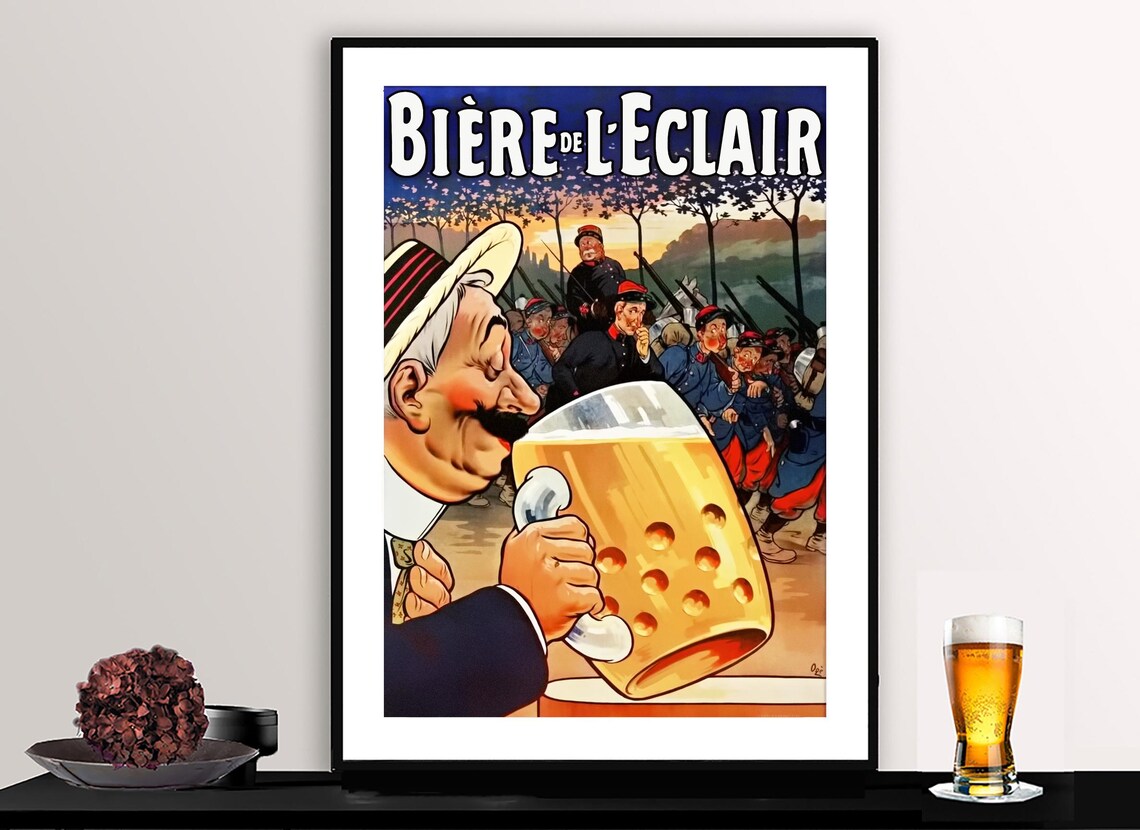 Biere de l'Eclair Classic French Beer Vintage Advertising Poster