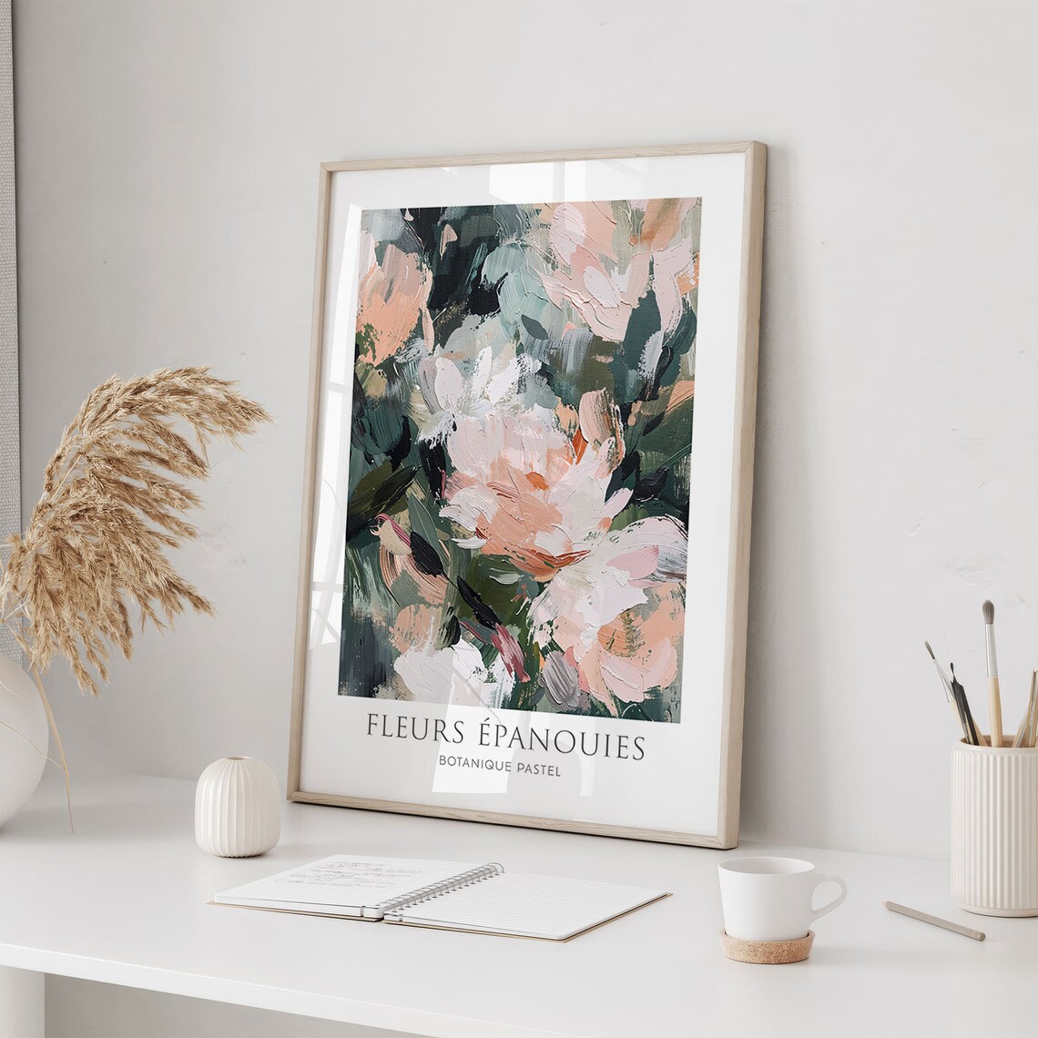 Elegant Fleurs Epanouies Botanique Pastel Abstract Floral Art Print - Image 3