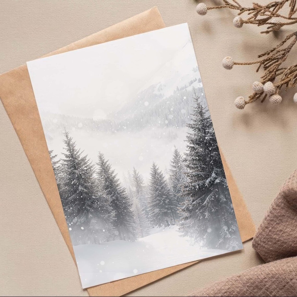 Winter Forest Poster Print, Snowy Mountain Landscape - Image 2