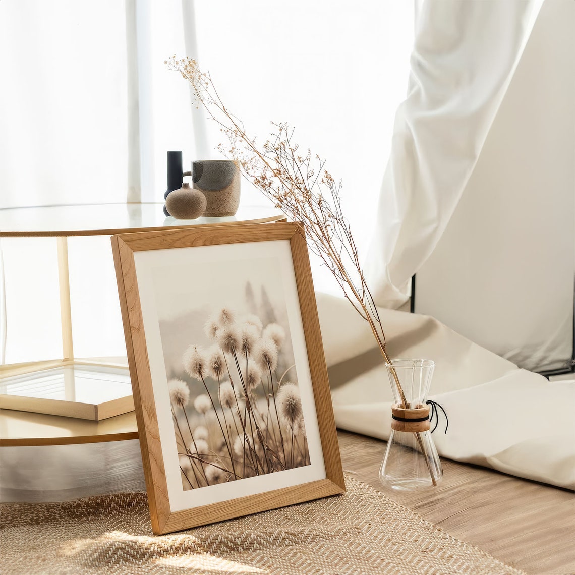 White Cotton Grass Seed Heads Glowing in Soft Light Nature Poster - Image 3