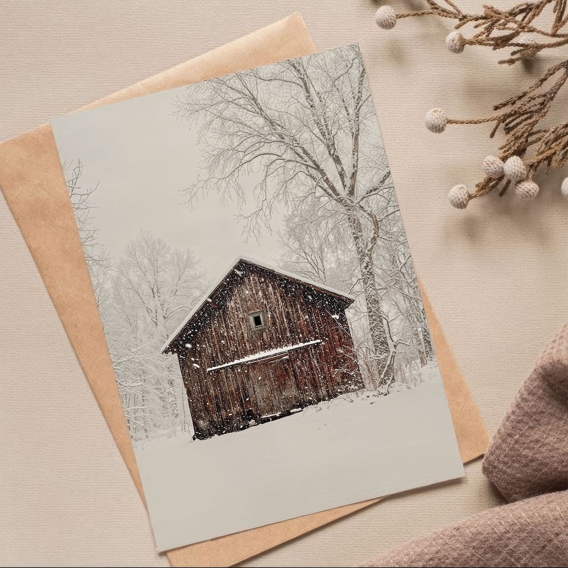 Cabin In The Snow Poster, Winter Forest Scene