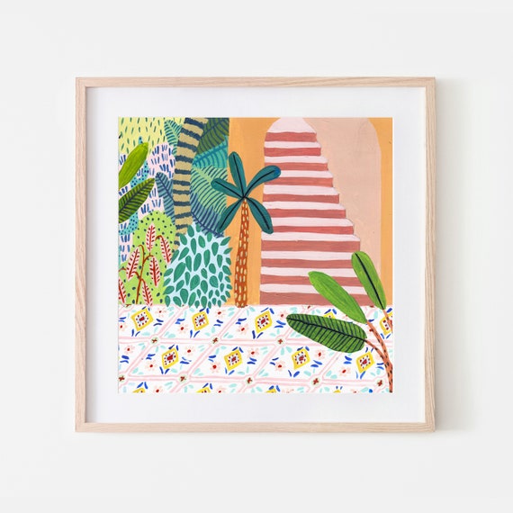 Jungle Staircase Moroccan Botanical Art Print