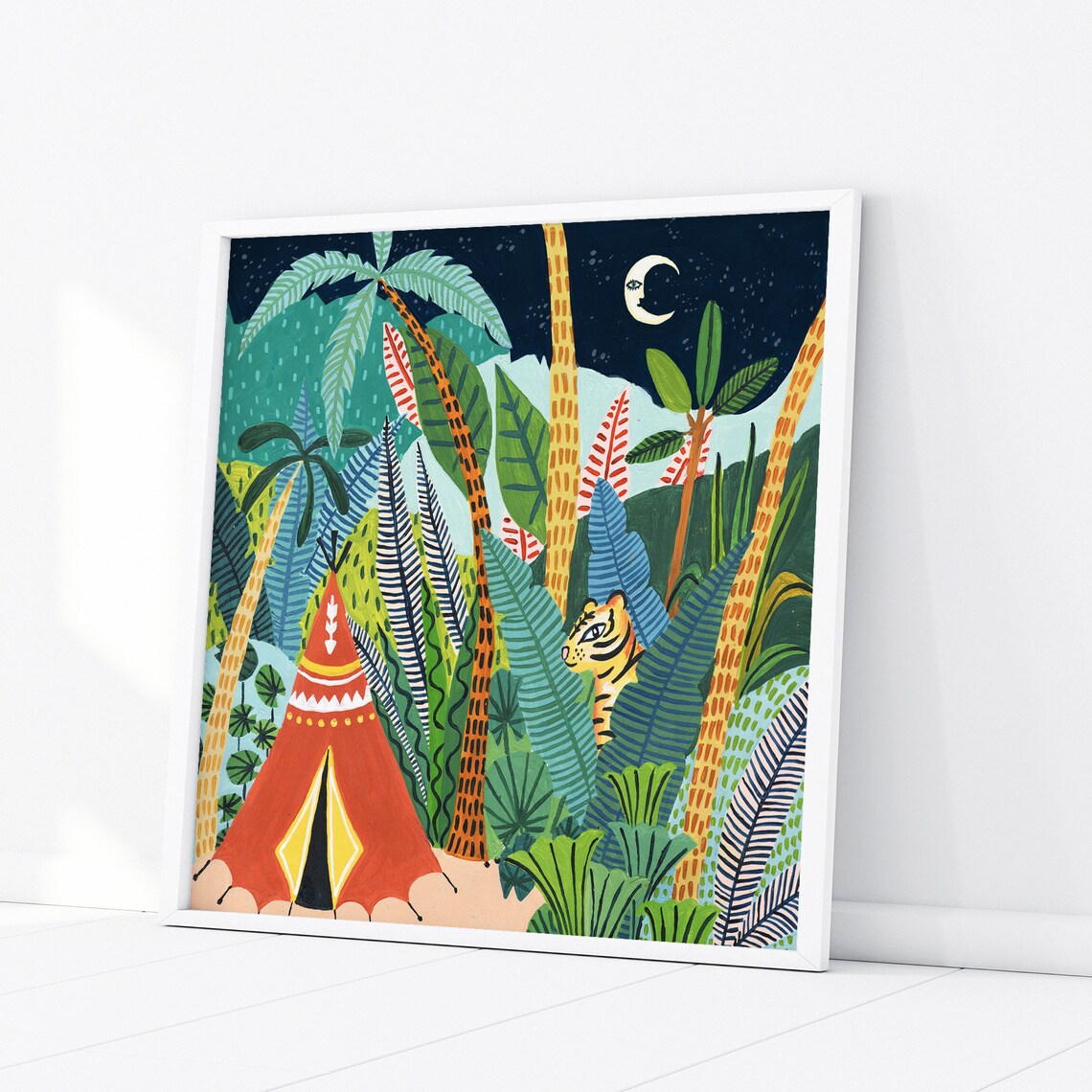 Tiger Botanical Illustration Art Print, Safari Jungle - Image 3