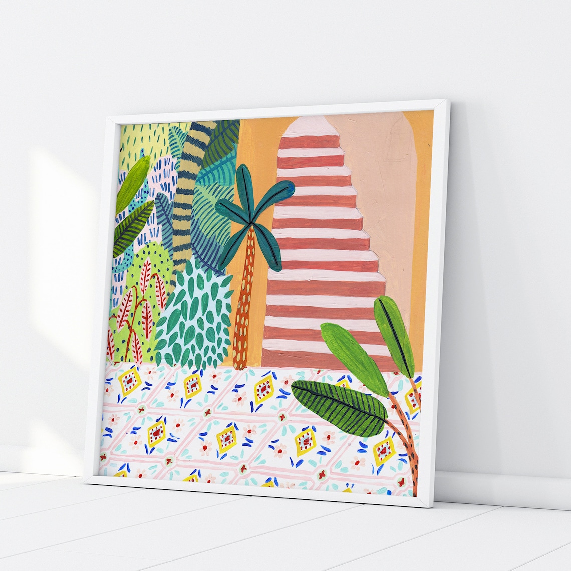 Jungle Staircase Moroccan Botanical Art Print - Image 3