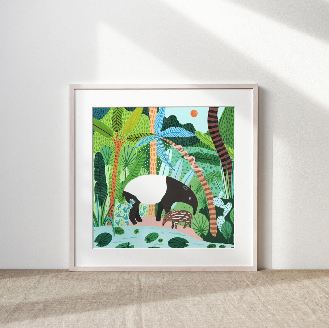 Malayan Tapir Baby Botanical Safari Nursery Art Print - Image 4