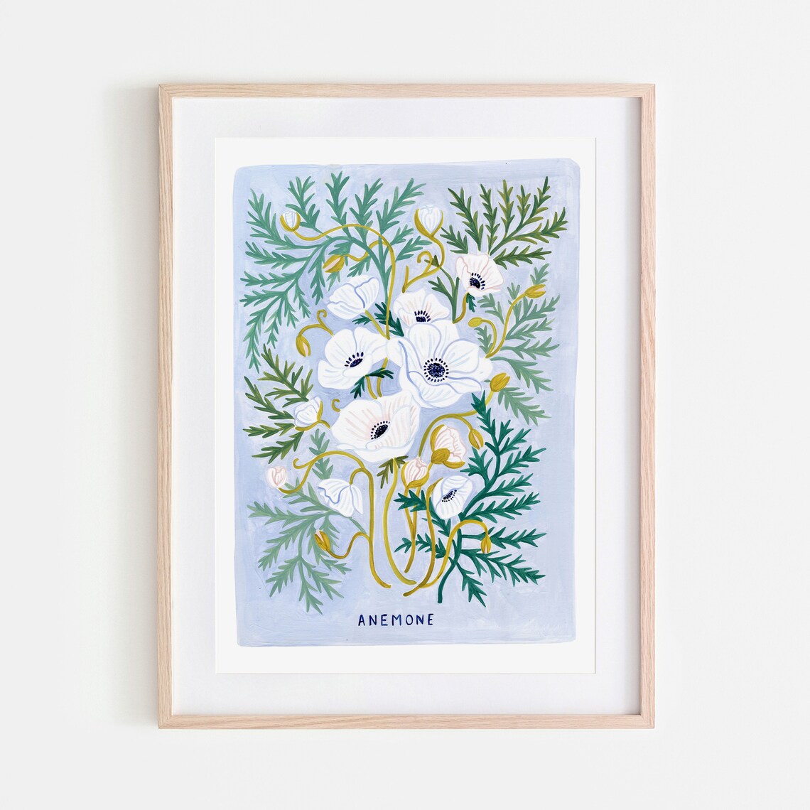 Anemone Art Print, Vintage Botanical Poster