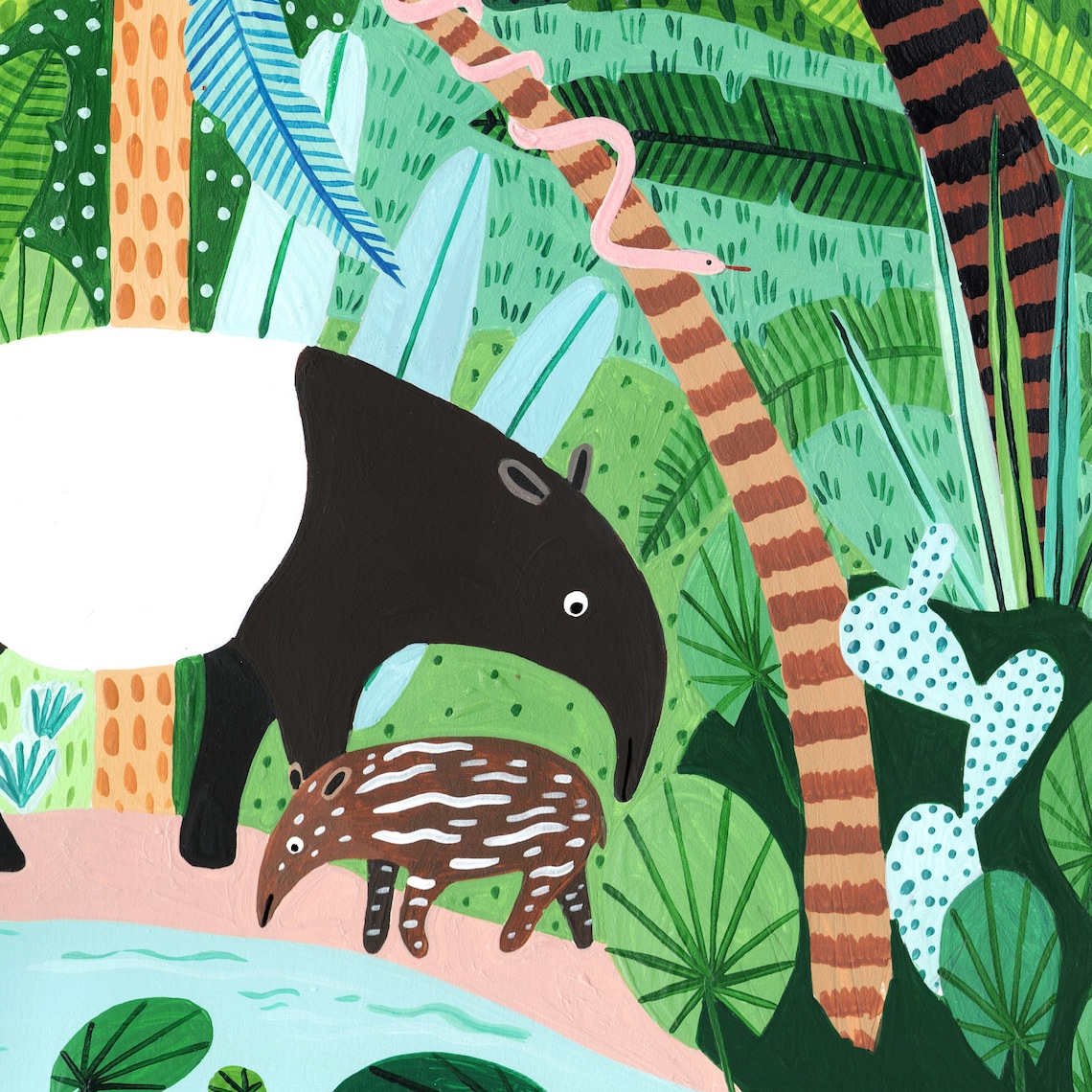 Malayan Tapir Baby Botanical Safari Nursery Art Print - Image 2