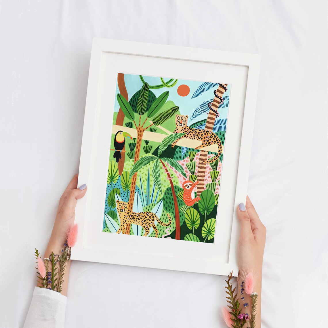 Jungle Pals Leopard Print Sloth Art Print - Image 2