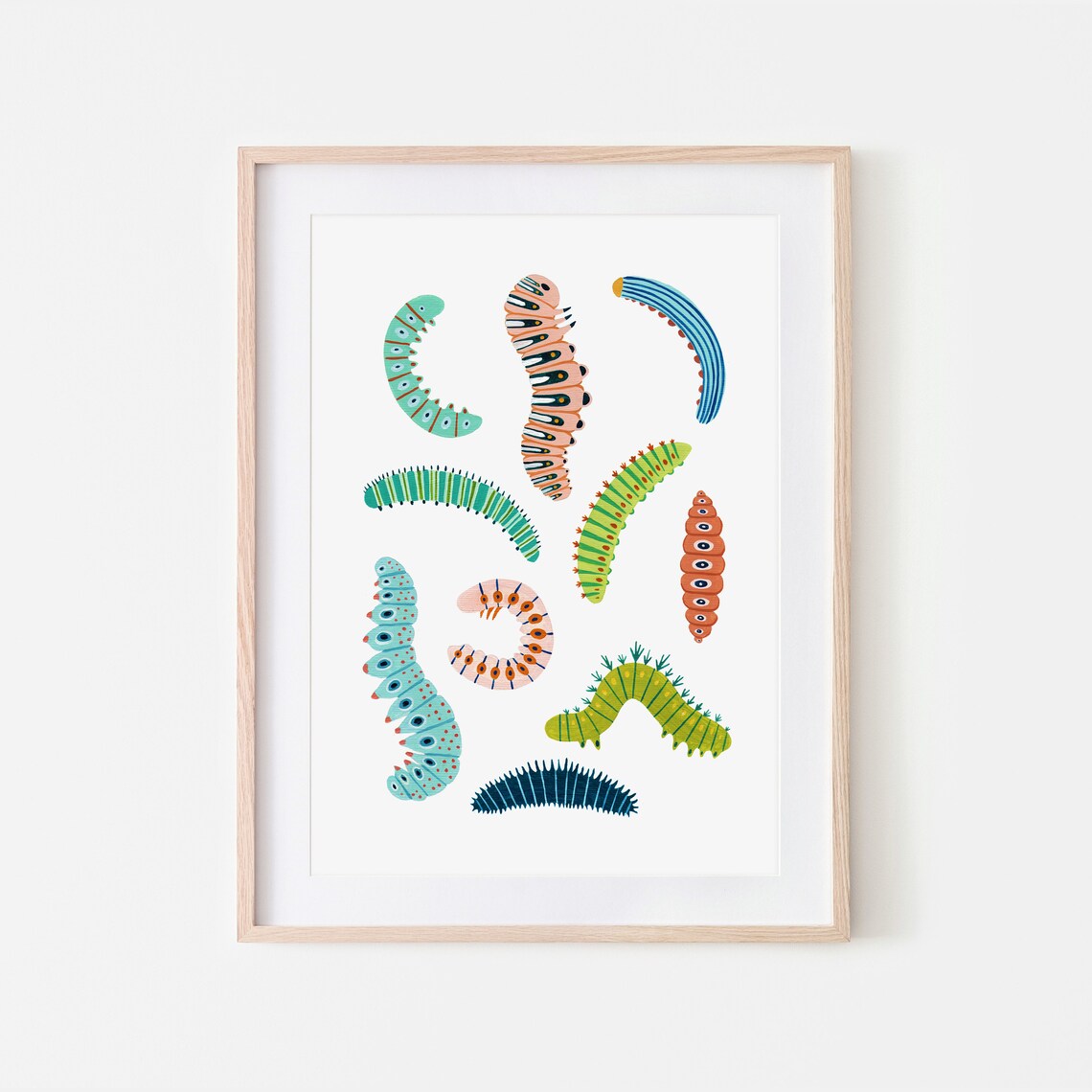 Caterpillar Nursery Bug Art Print, Woodland Decor