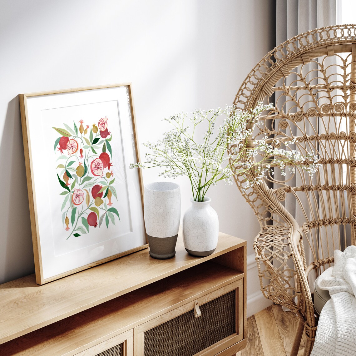 Pomegranate Botanical Art Print, Modern Farmhouse - Image 4
