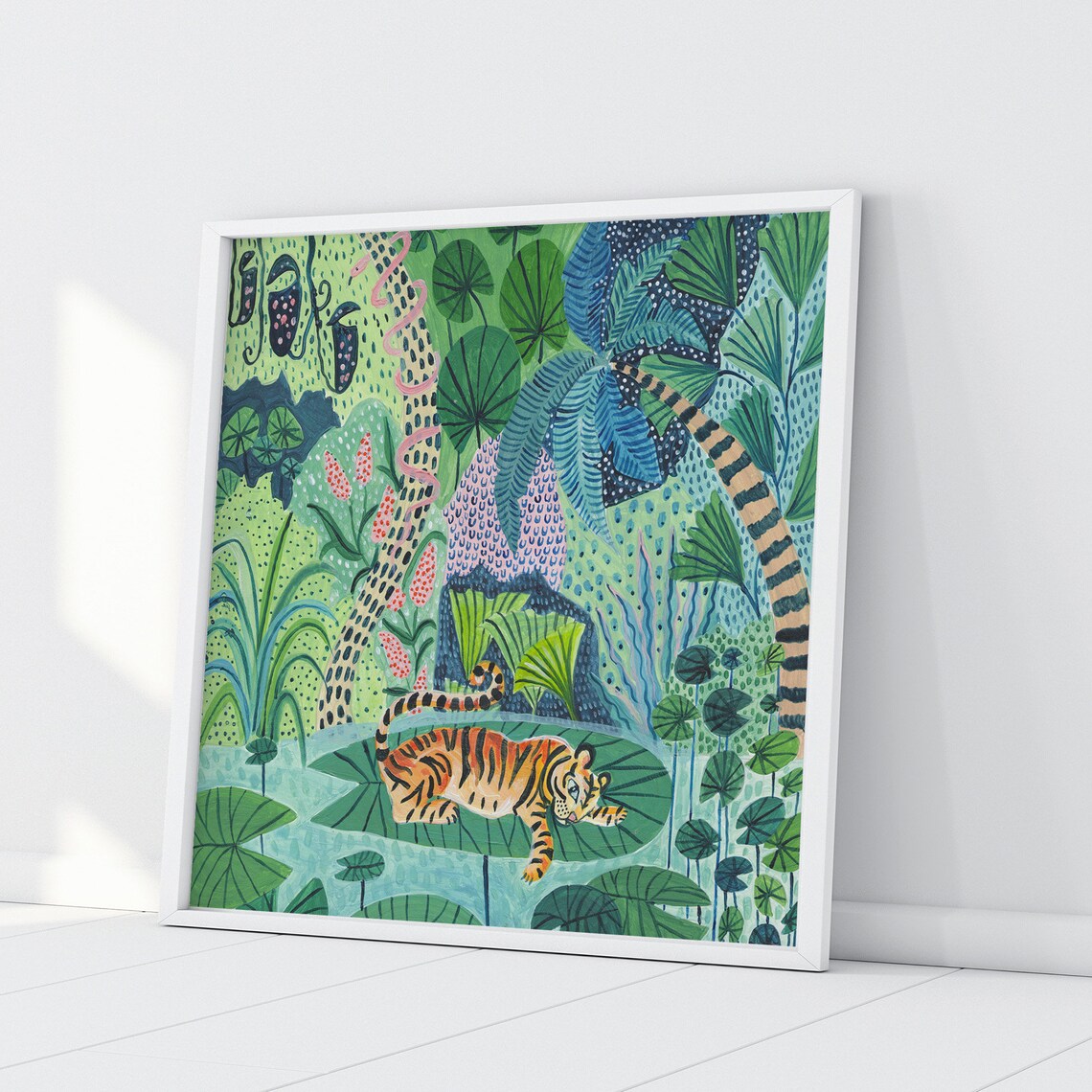 Tiger Botanical Illustration Art Print, Jungle Nursery Decor - Image 3