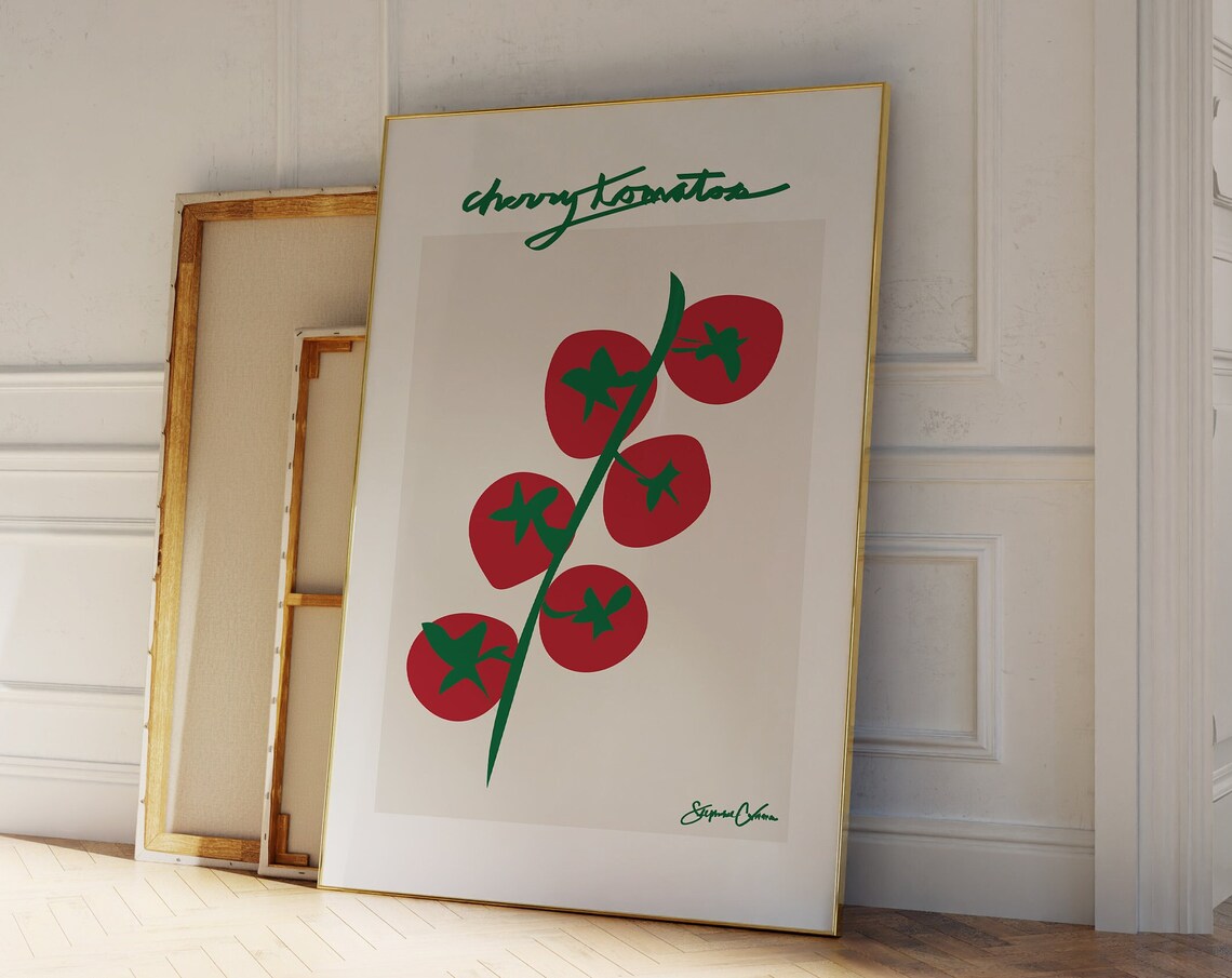 Cherry Tomatoes Pop Art Print, Mid-Century Modern