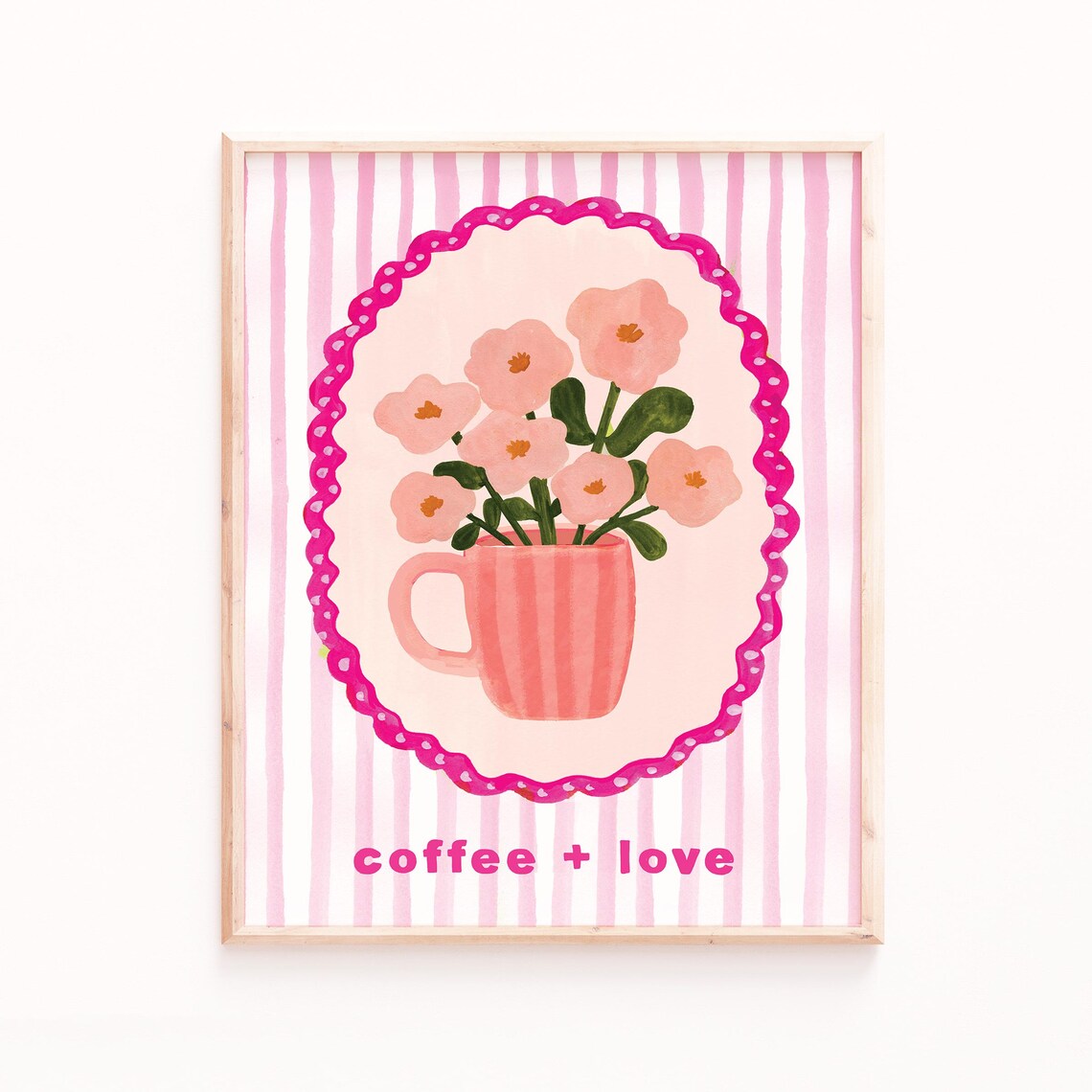 Coffee Love Valentine's Day Art Print, Pink Decor