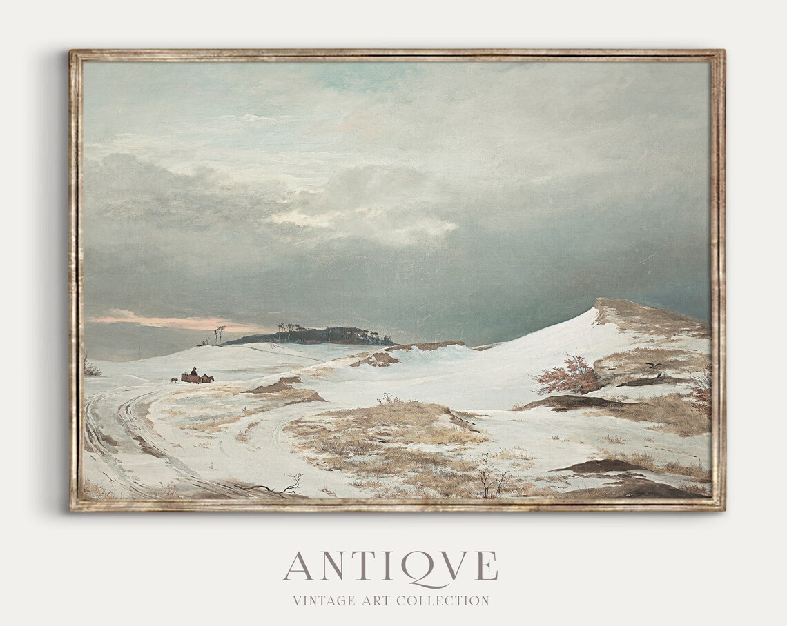 Winter Landscape, Snowy Path With Horses