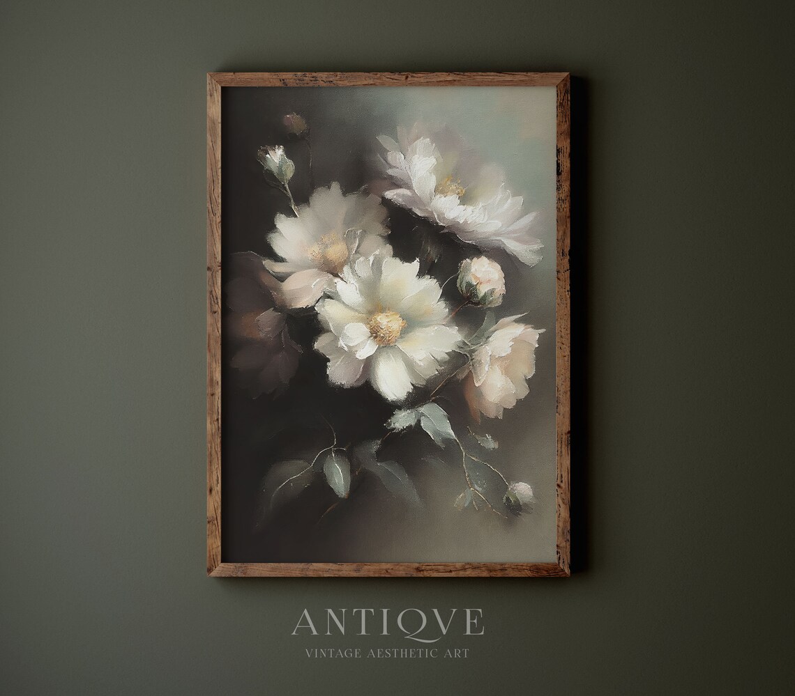 White And Pink Flowers Still Life Art Print - Image 3