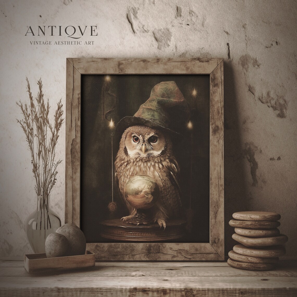 Witchy Fortune Teller Owl Halloween Art Print - Image 4