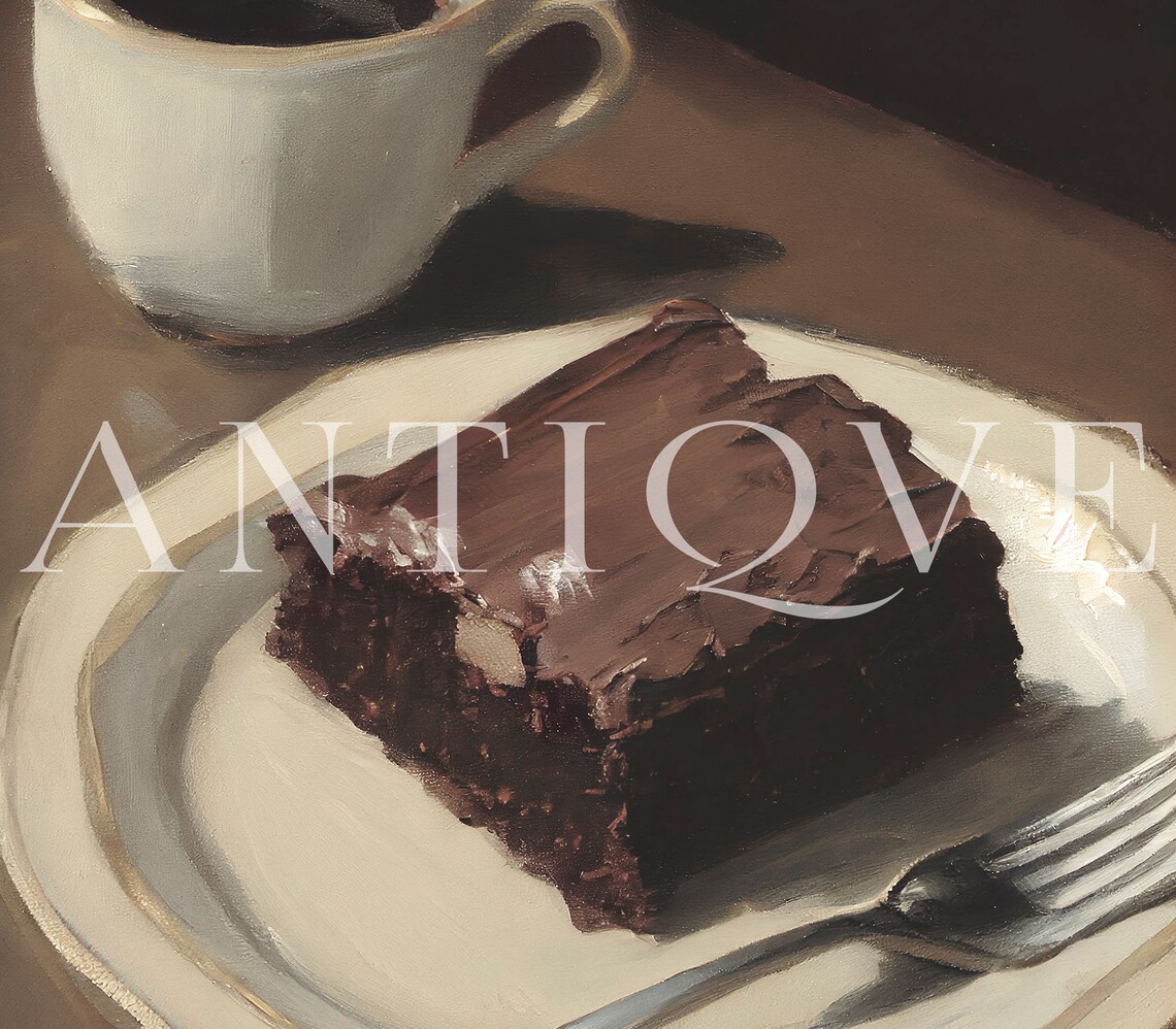 Brownie Still Life Painting Print, Moody Kitchen Art - Image 4