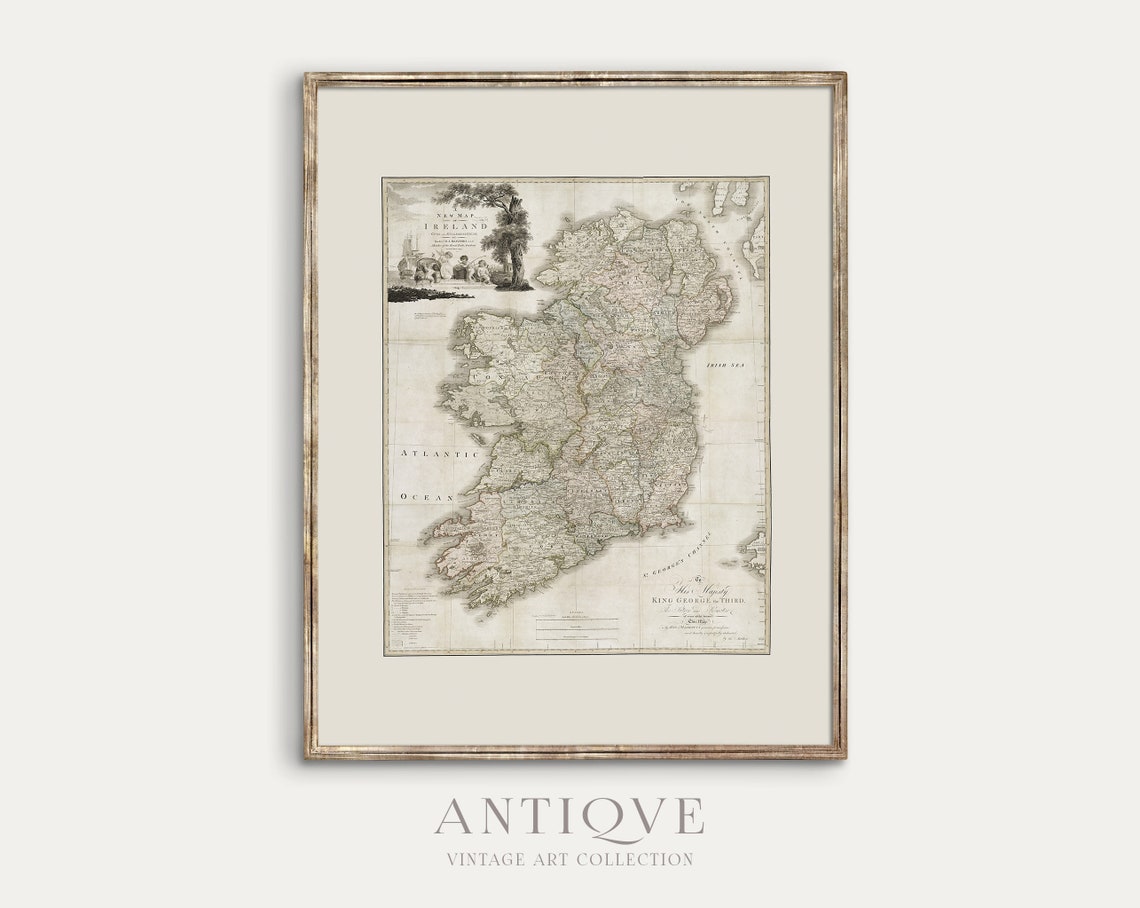 Vintage Map Of Ireland - Travel Poster