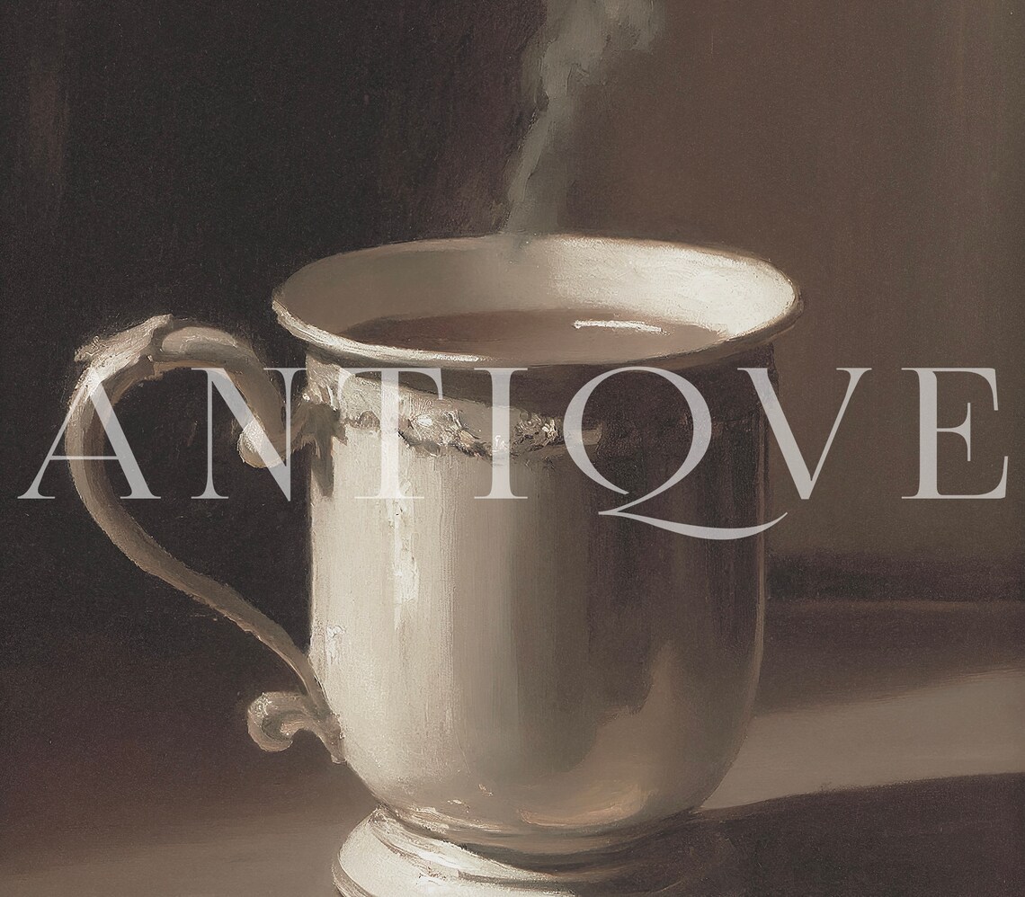 Steaming Mug Of Coffee Or Hot Chocolate, Vintage Print - Image 2