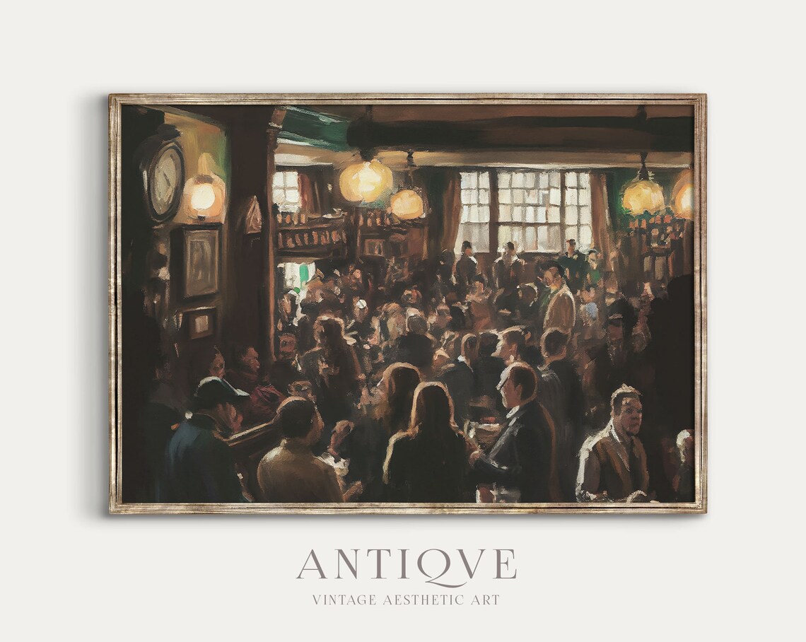 Crowded Irish Pub Painting, Traditional Ireland Art Print - Image 2