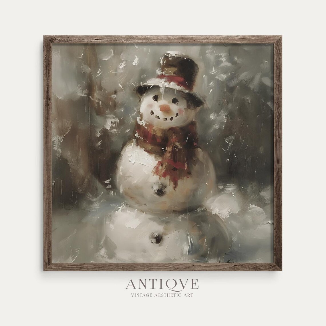 Snowman Christmas Painting, Rustic Farmhouse Decor