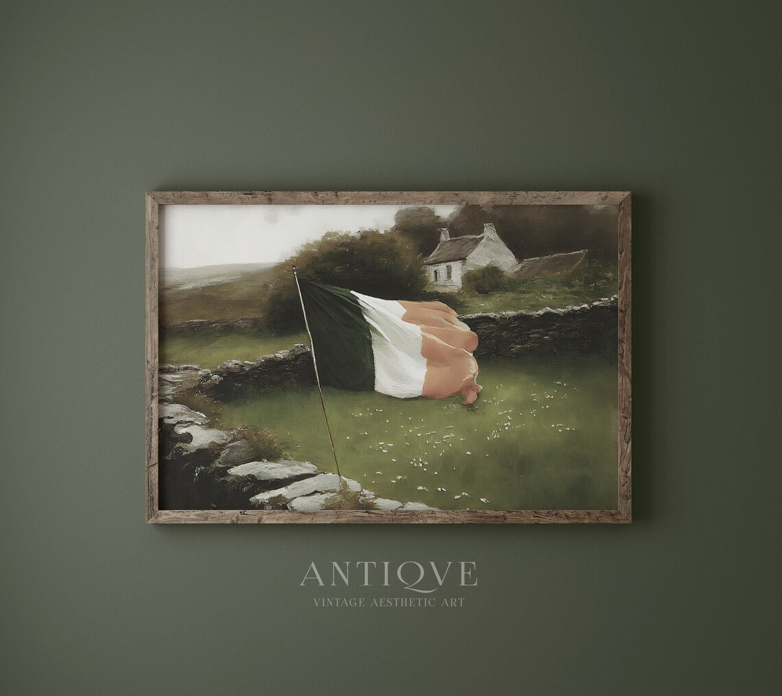 Irish Flag in a Field, Ireland Landscape Art Print - Image 4
