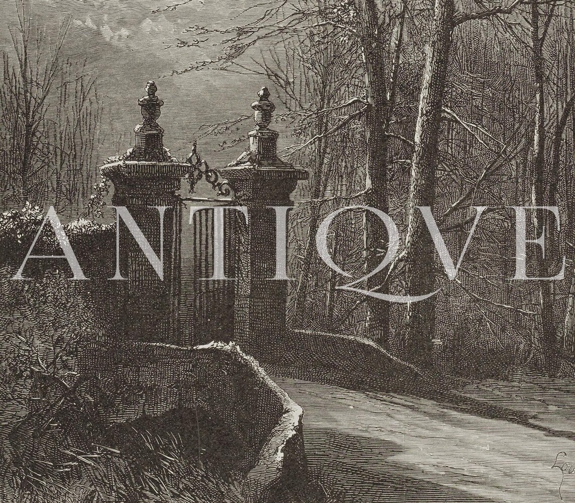 Manor Gate Sketch Dark Academia Art Print - Image 3