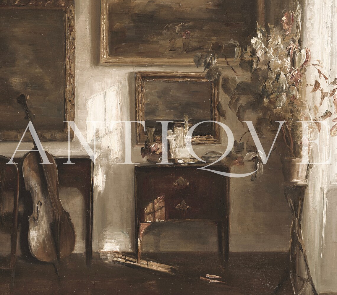 Moody Interiors Cello and Flowers Art Print - Image 2