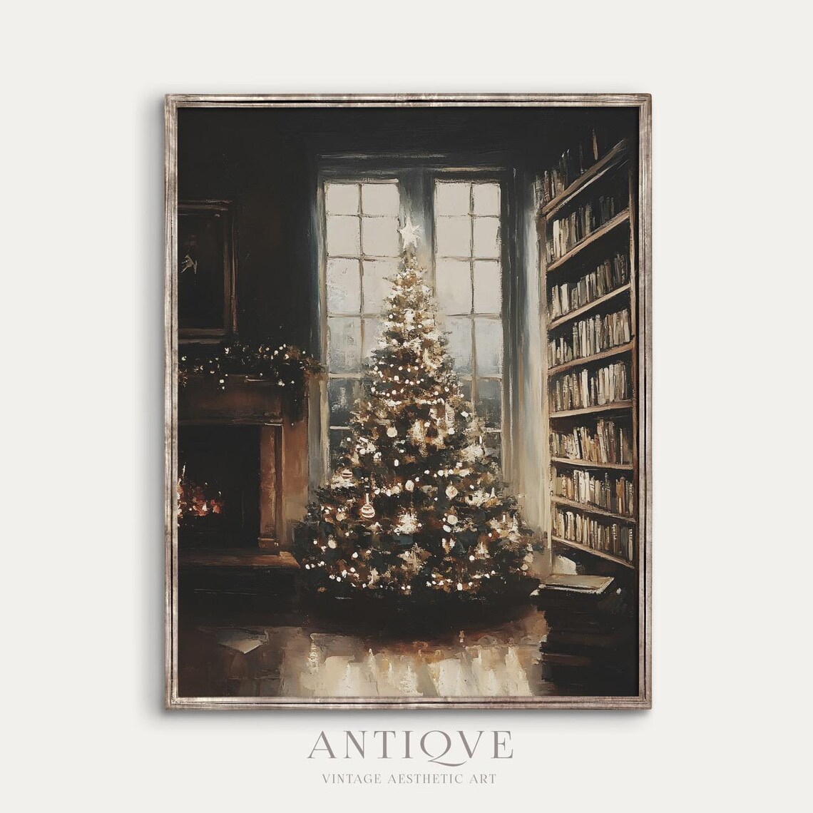 Elegant Christmas Tree By Window, Winter Room Art Print