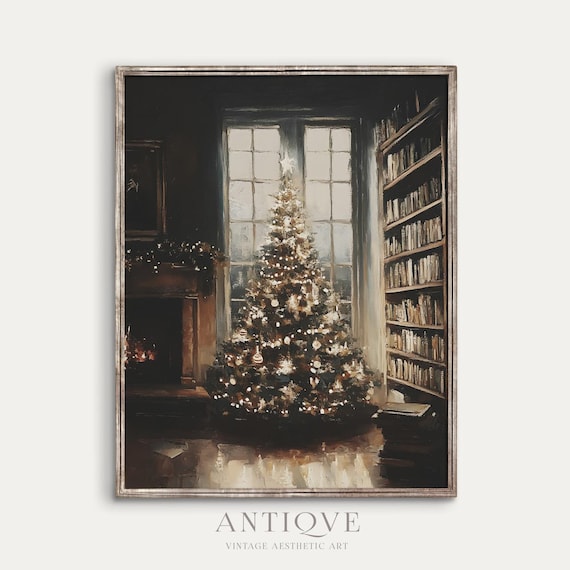 Elegant Christmas Tree By Window, Winter Room Art Print
