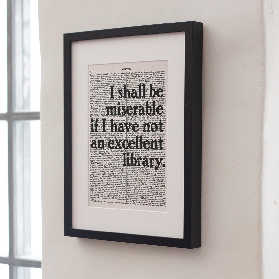 Jane Austen Pride And Prejudice Excellent Library Quote Dictionary Poster - Image 2