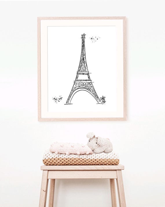 Paris Nursery Print Bistro Decor Artwork Art French Girls