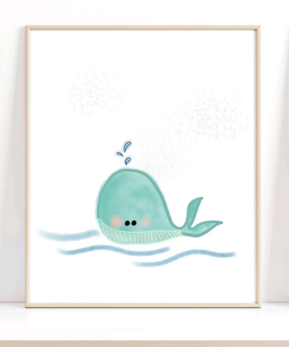 Baby Whale Print, Ocean Nursery Sea Theme