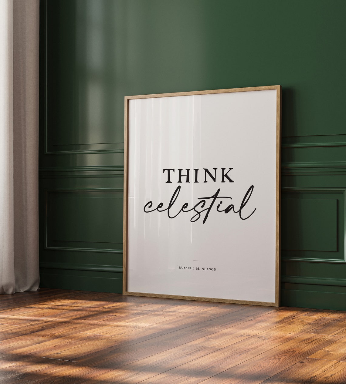 Think Celestial Serif And Script Russell M Nelson Faith Quote Poster - Image 2