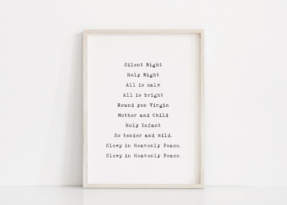 Silent Night Christmas Sign, Farmhouse Art Print