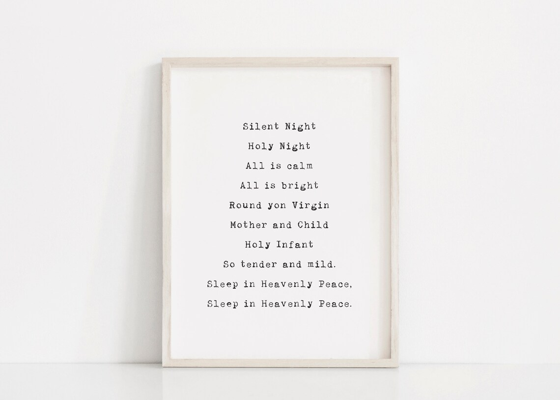 Silent Night Christmas Sign, Farmhouse Art Print